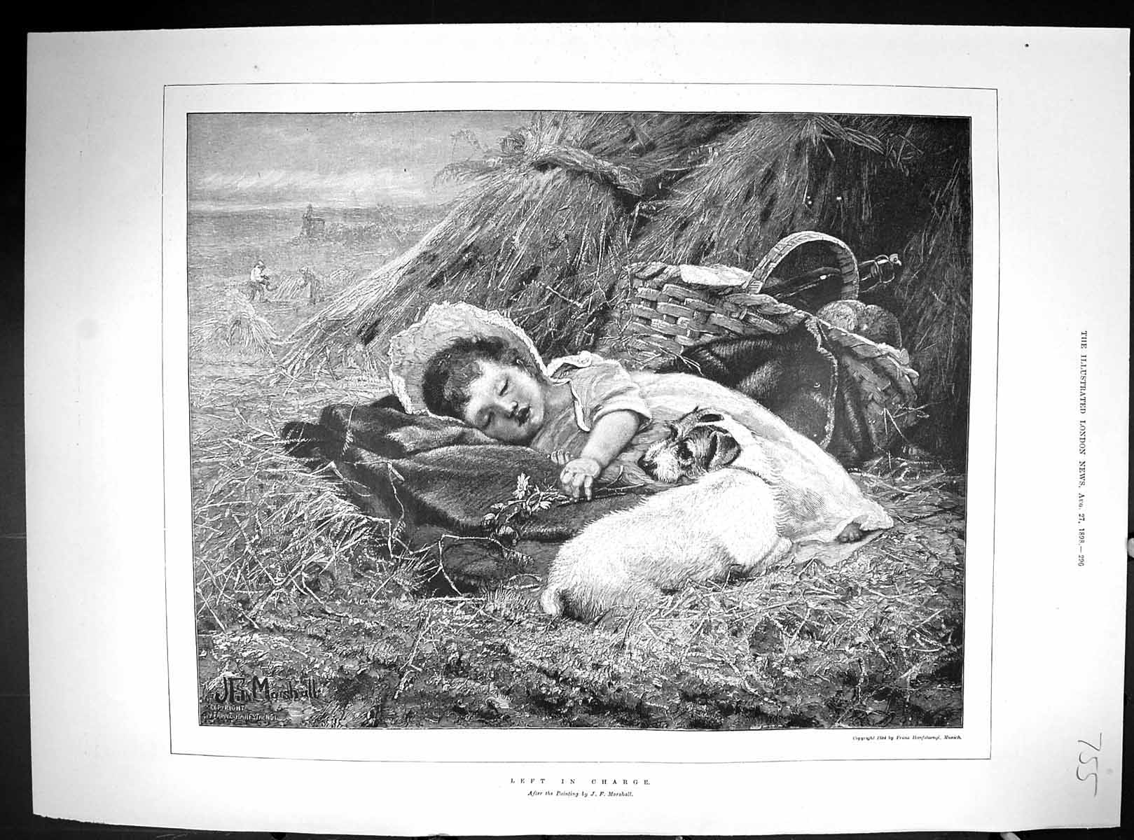 Old 1898 Young Girl Left Charge Puppy Dog Story Stewart Dawson Low Am 19th