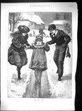 Old 1894 Children Winter Fun Snow Slide Theodore Fry Leonard BentleyVictorian