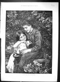 Old Print 1893 Garden Seat Mother Little Girl Cat Parliament Houses Ott 19th