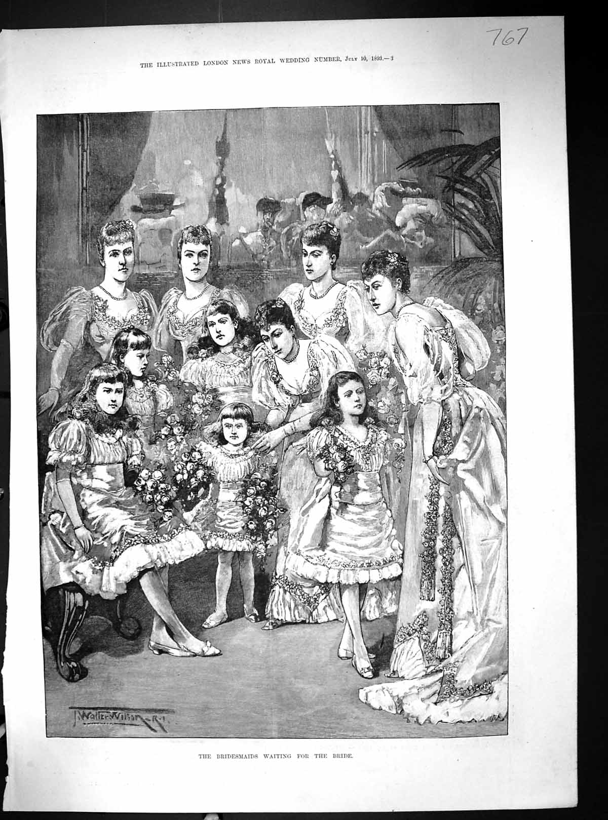 Old 1893 Bridesmaids Wedding Dresses Bridal Procession Temple Bar Lud 19th