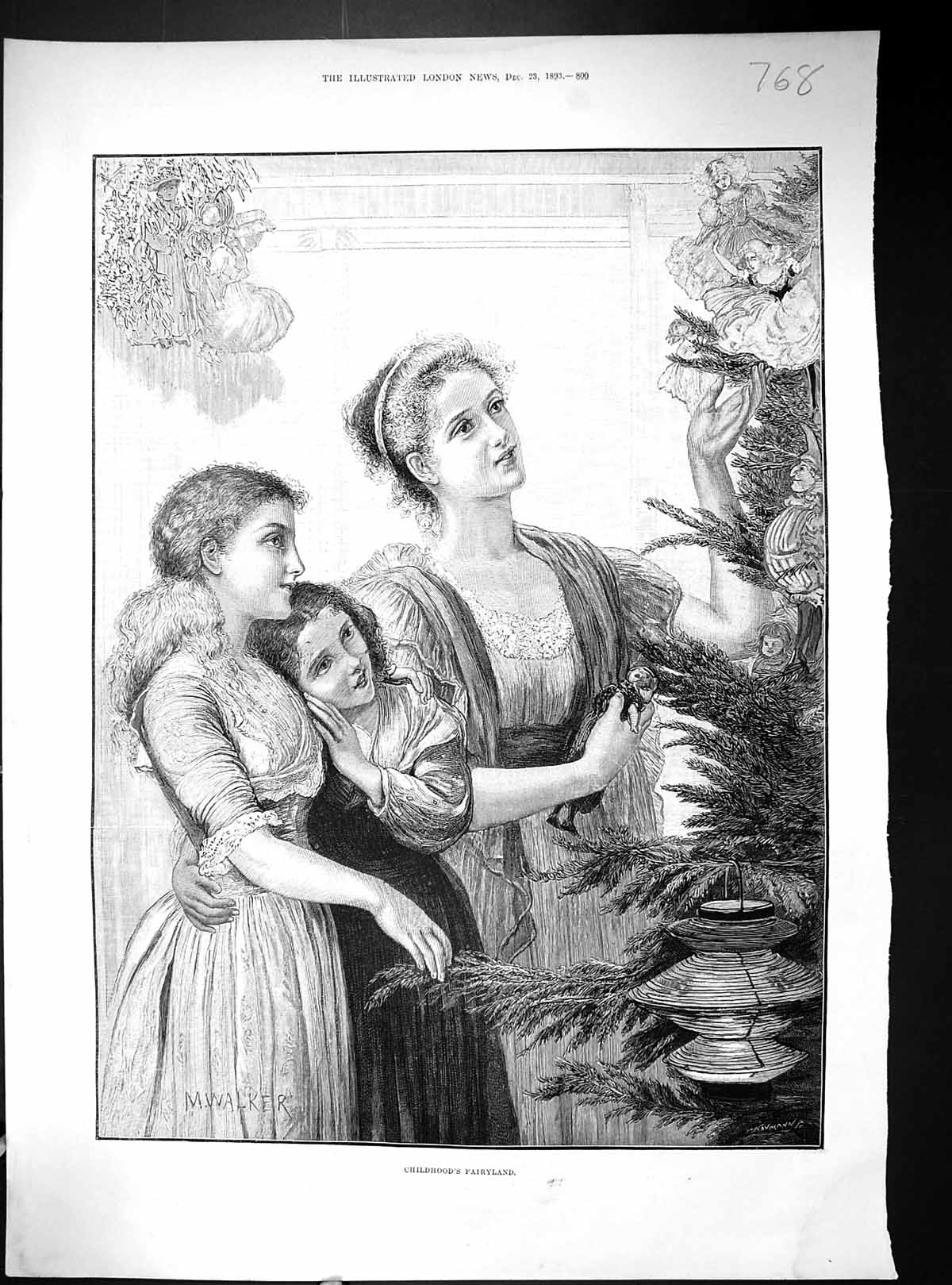 Old 1893 Childhood Fairyland Christmas Tree Paris Bookstalls Book-Hun 19th