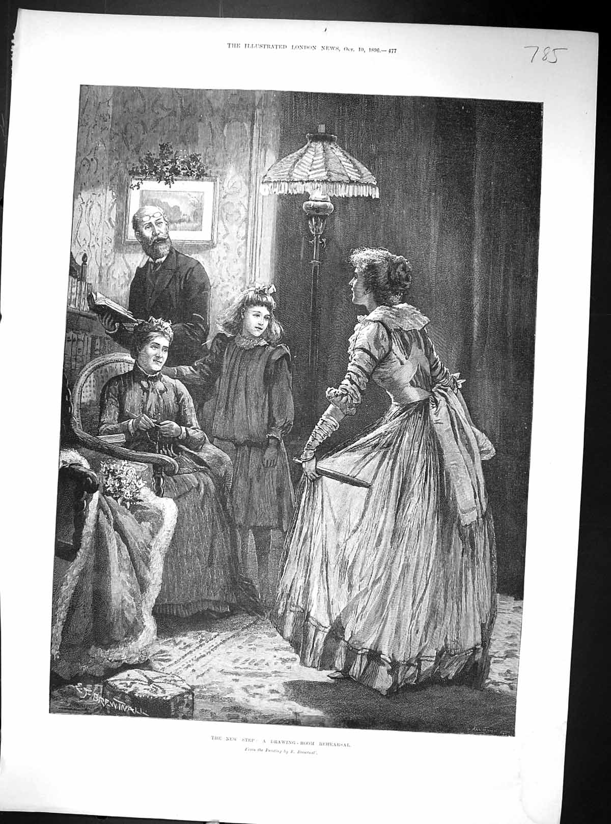 Old 1896 Drawing-Room Rehearsal Family Home Ladies Dress Vicuna Walki 19th