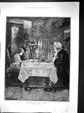Antique Old Print Samuel Brothers 1884 Grandfather Christmas Dinner Servant