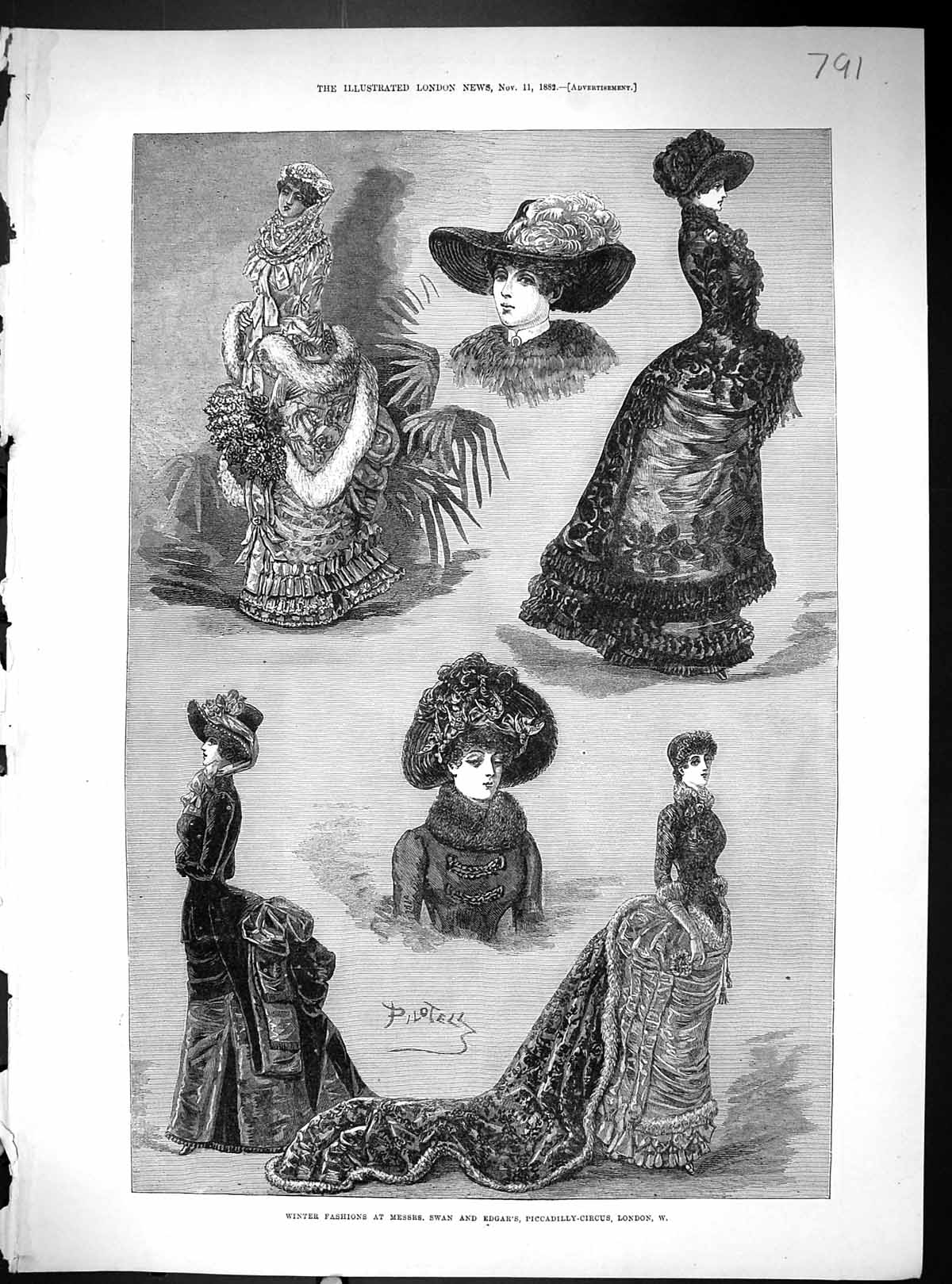 Old 1882 Winter Fashion Swan Edgar Piccadilly Glacier Pontresina Enga 19th