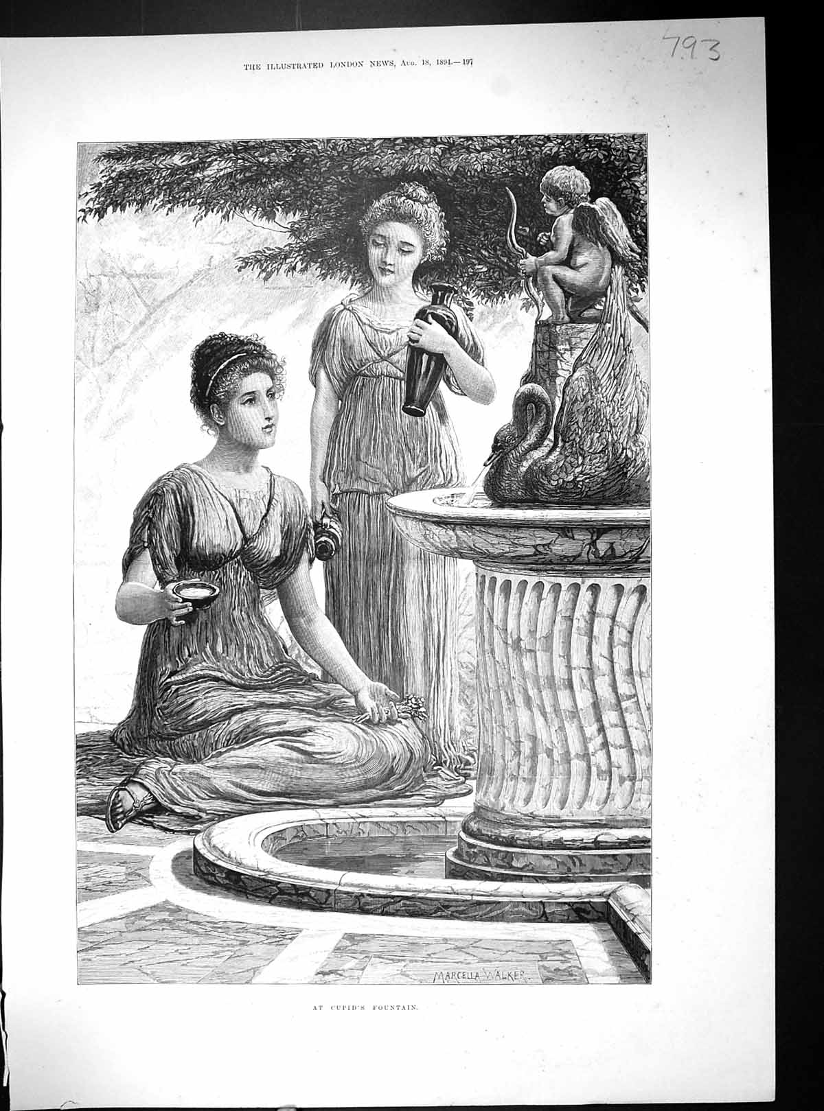 Old 1894 Cupid'S Fountain Lord Denman Peter Esslemont Grave Craik Kes 19th