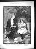 Old 1893 New Year Young Girl Romance Children Waiting Santa Claus Hal 19th