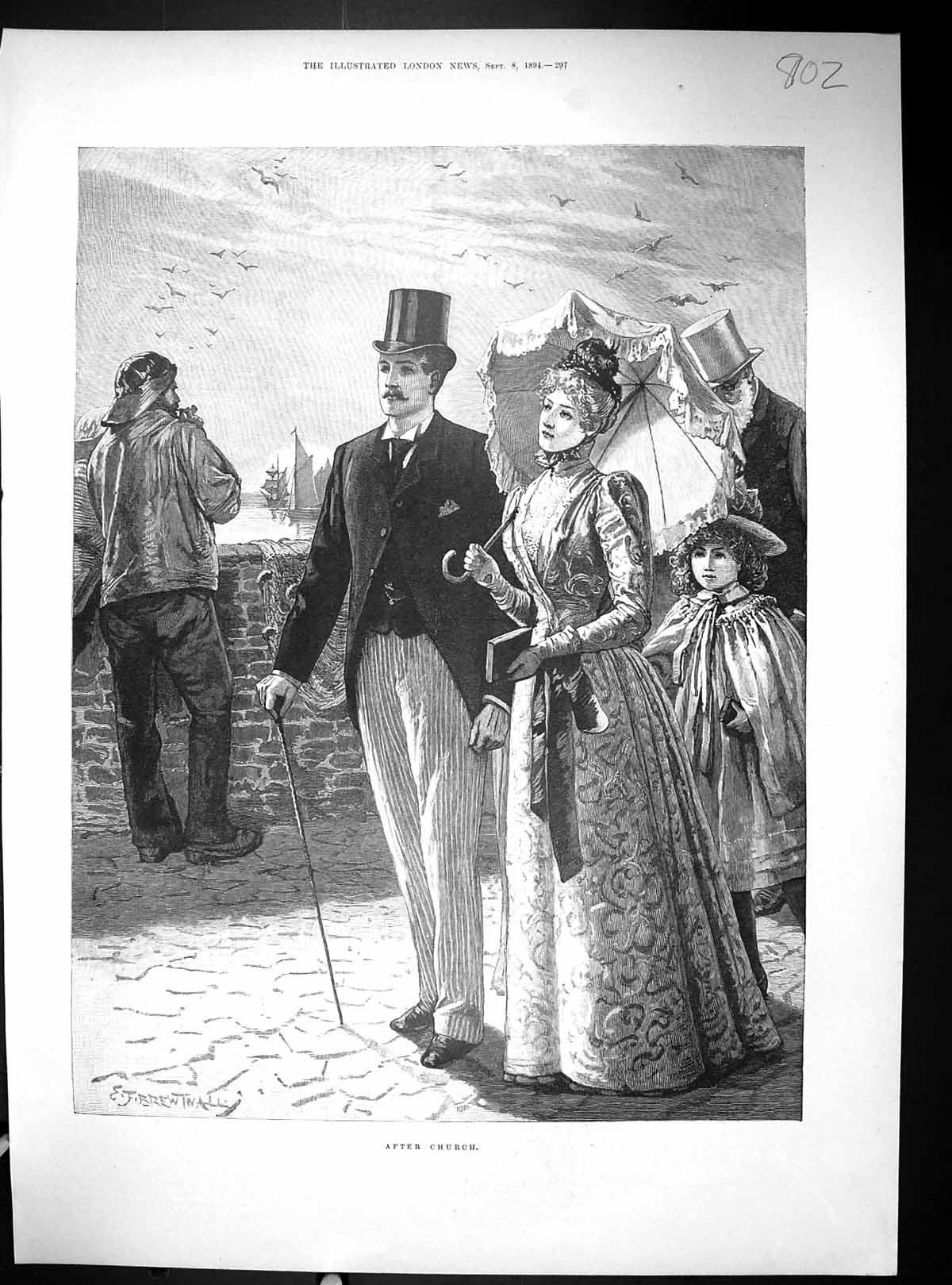 Old 1894 Scene After Church Earl Albemarle Walter Hazell Surgeon-Majo 19th