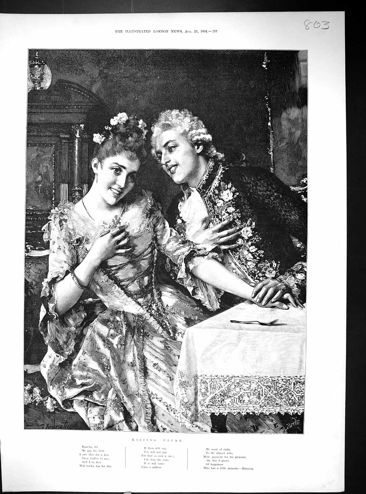 Old 1894 Romance Kissing Usury South African Goat Breeder Prize Anima 19th