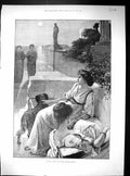 Old 1894 Ladies Dog Moonlight Scene John Scott Bankes Terence O'Brien 19th