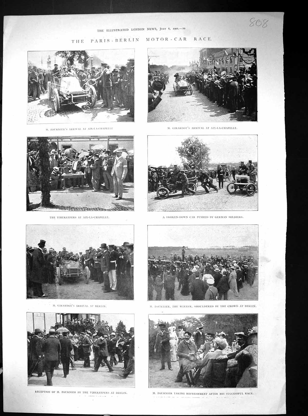 Old Bateman Campbell Baggallay 1901 Paris Berlin Motor Car Race Fourn 20th