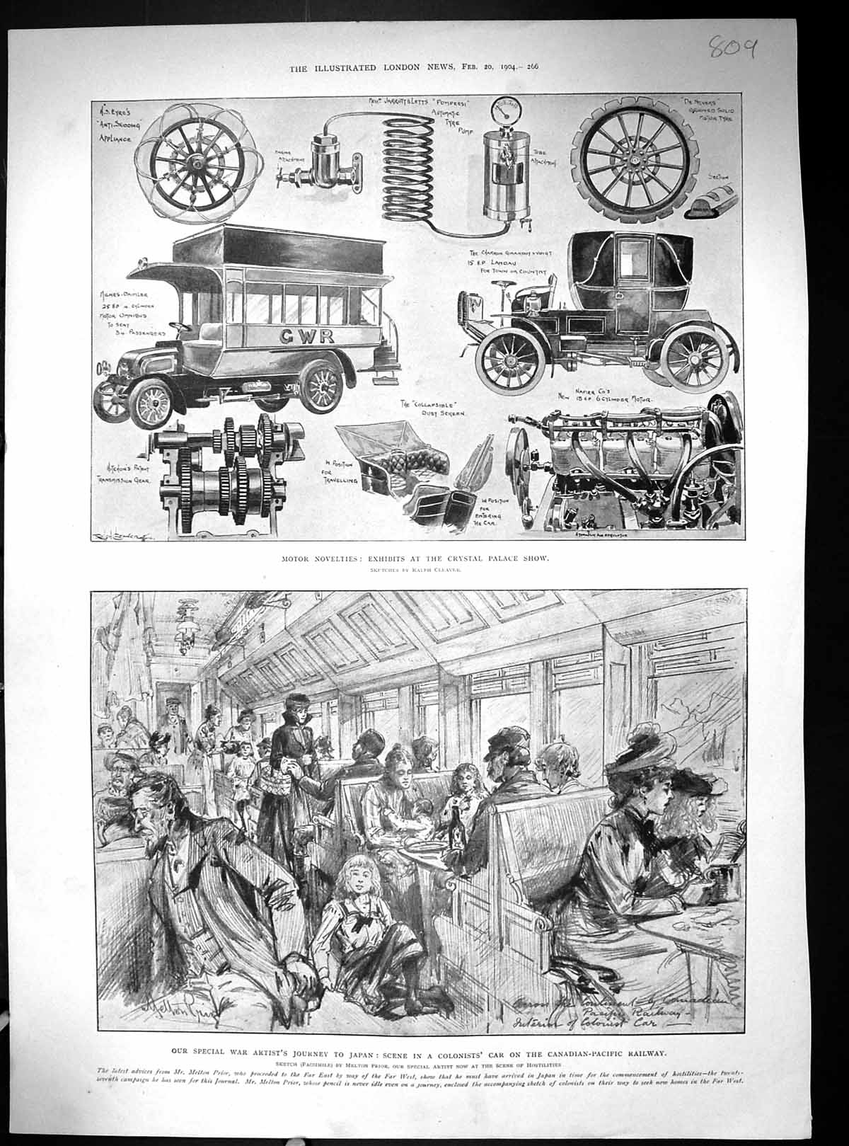 Old 1904 Motor Car Crystal Palace Show Railway Canada-Pacific Car Men 20th