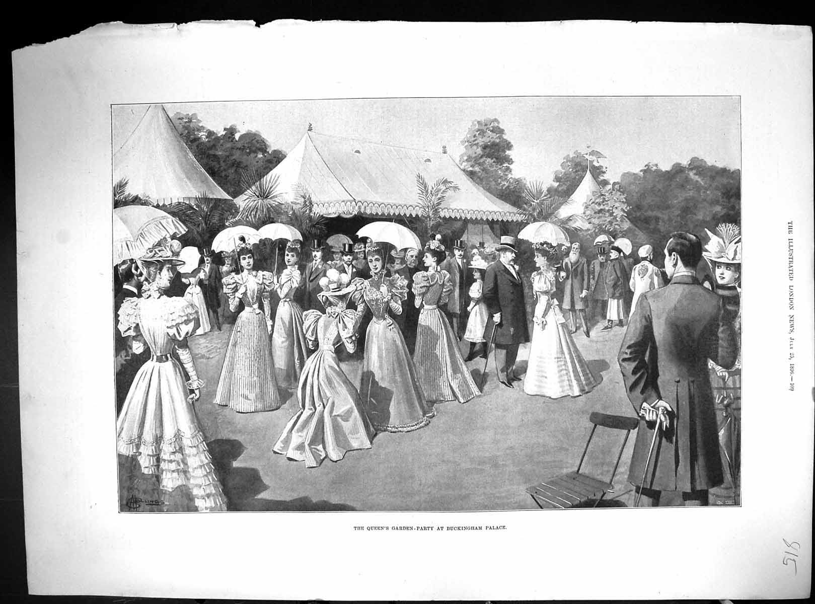 Old 1896 Queen Garden Party Buckingham Palace Author Mrs Clifford Por 19th