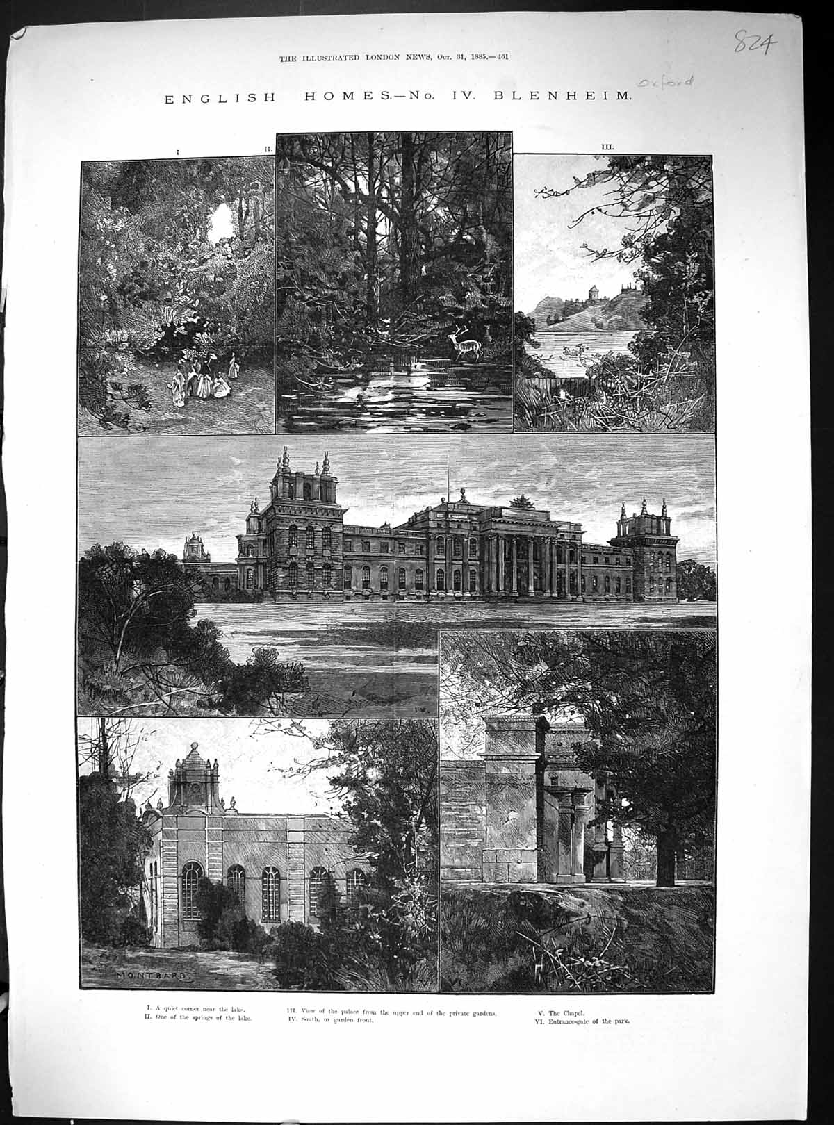 Old 1885 England Blenheim Palace Chapel Private Gardens Duke Marlboro 19th