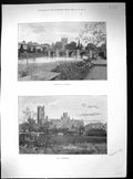Old Print 1895 Hereford Cathedral Ely Architecture Lichfield Photograph 19th