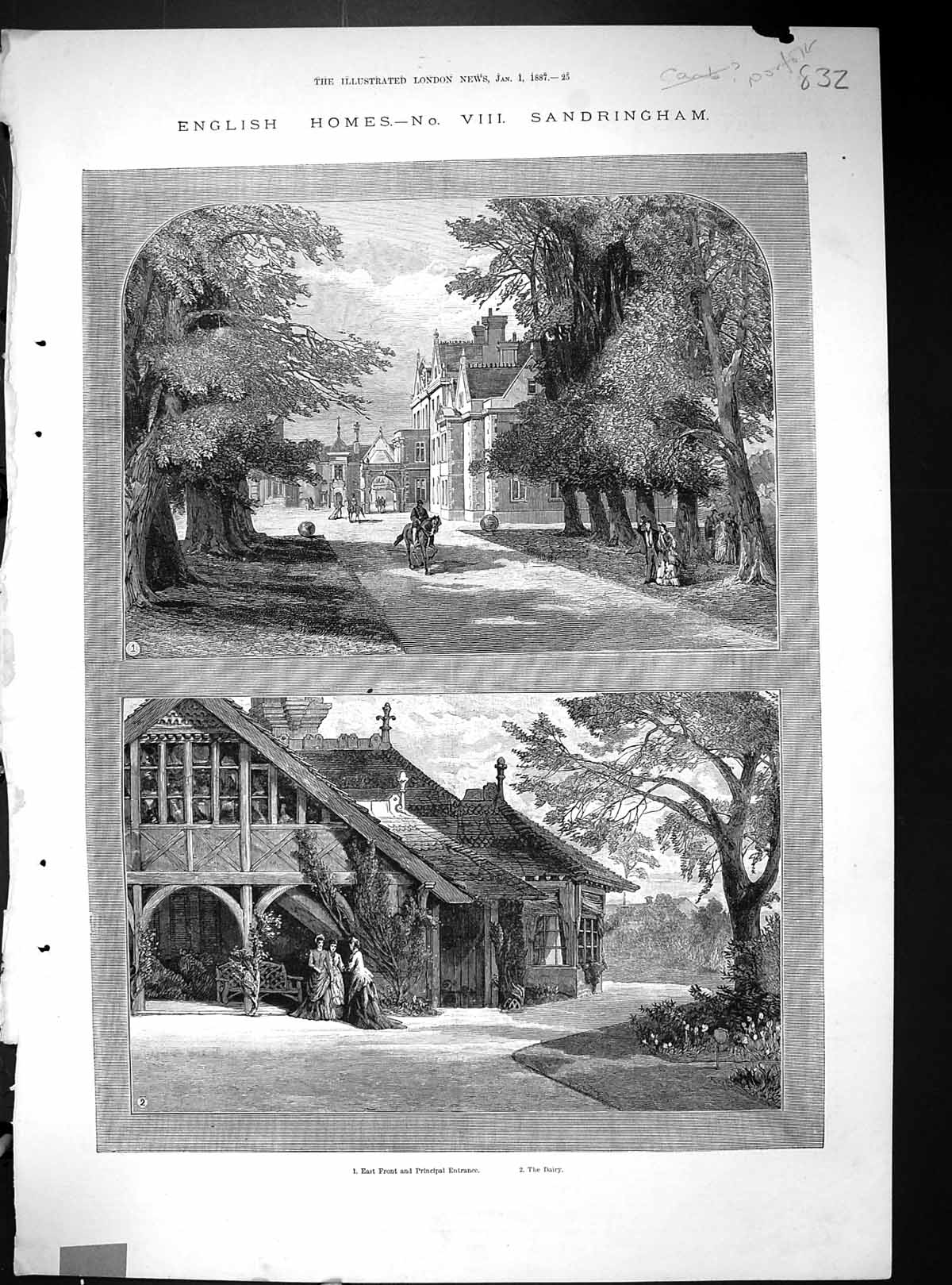 Old 1887 Sandringham England Architecture Dairy Principal Entrance Pr 19th