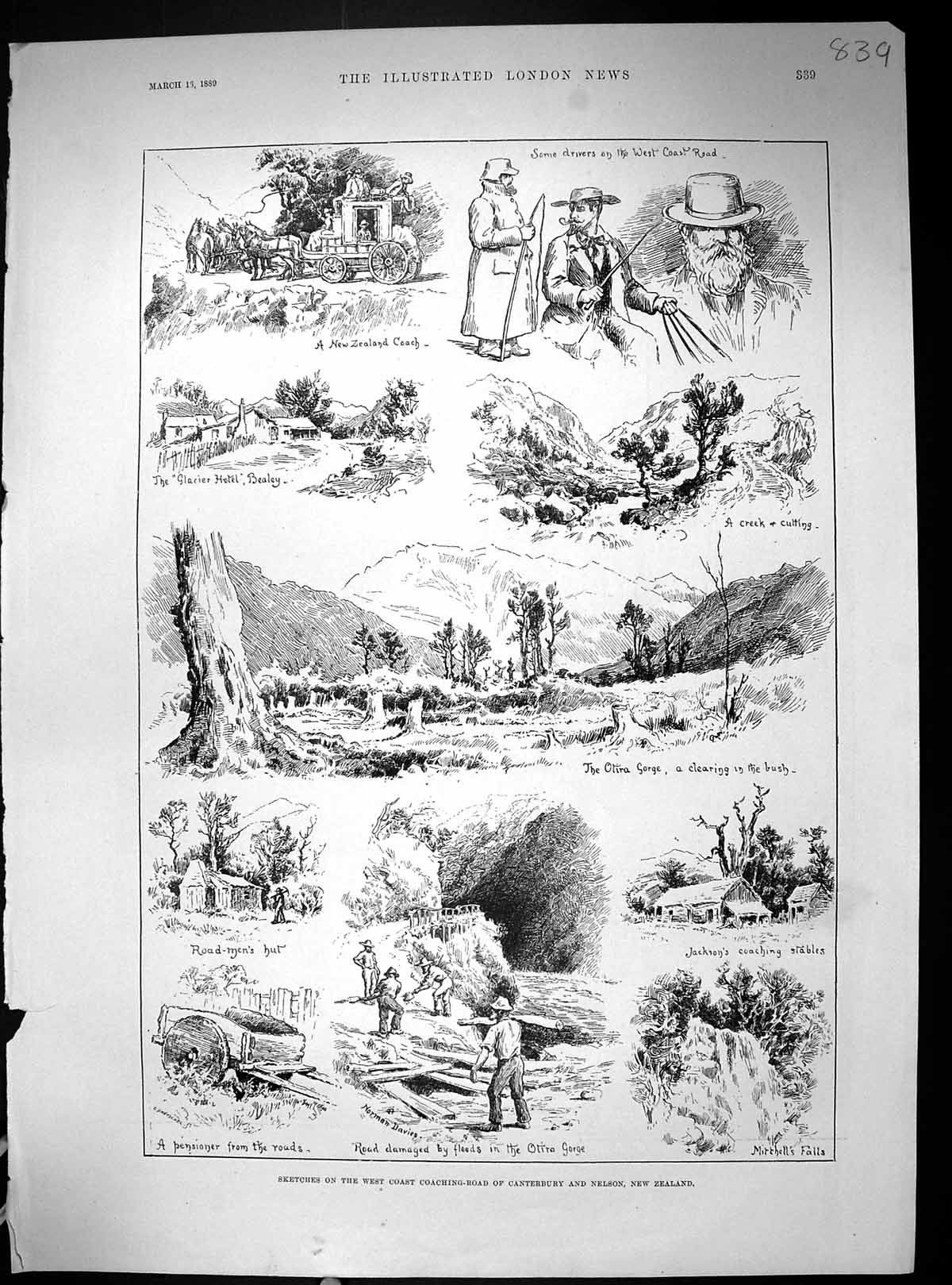 Old 1889 Coaching Road Canterbury Nelson New Zealand Bealey Ives Corn 19th