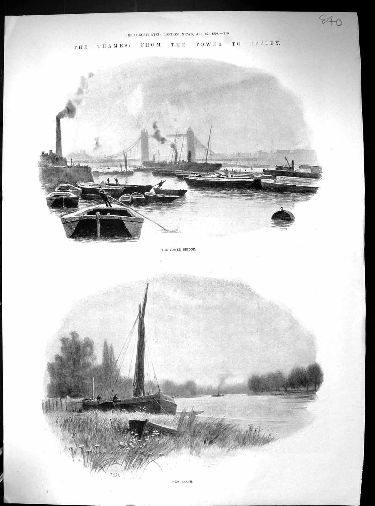 Old 1898 River Thames Tower Bridge Iffley Kew Reach Milan Cathedral A 19th