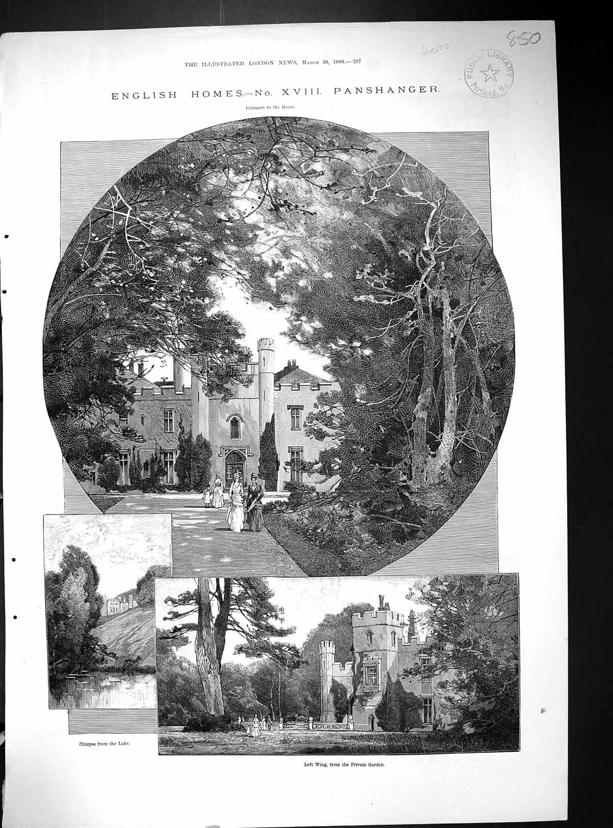Old 1889 England Architecture Panshanger Private Gardens Earl CowperVictorian