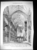 Old 1856 Ely Cathedral Architecture Choir Restored Cups Spoons ChessVictorian