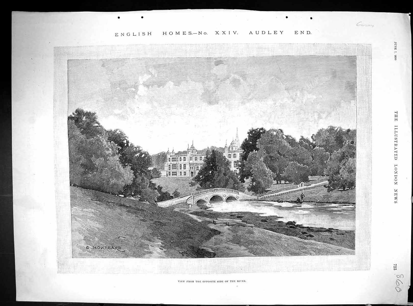 Old 1890 England Architecture Audley End River Bridge Military Exhibi 19th