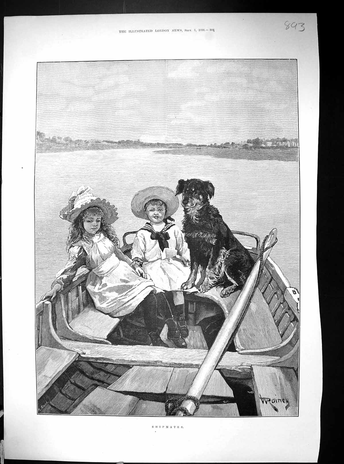 Old 1891 Shipmates Children River Boat Pet Dog Whichcote Besant MontVictorian