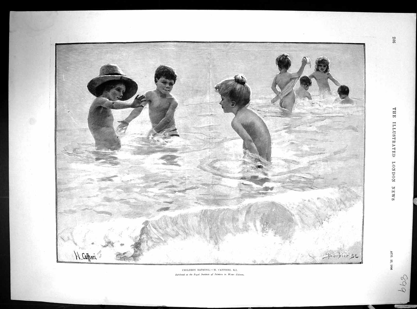 Old 1896 Children Bathing Seas Scene Dongola Cholera Camp Hospital Sp 19th