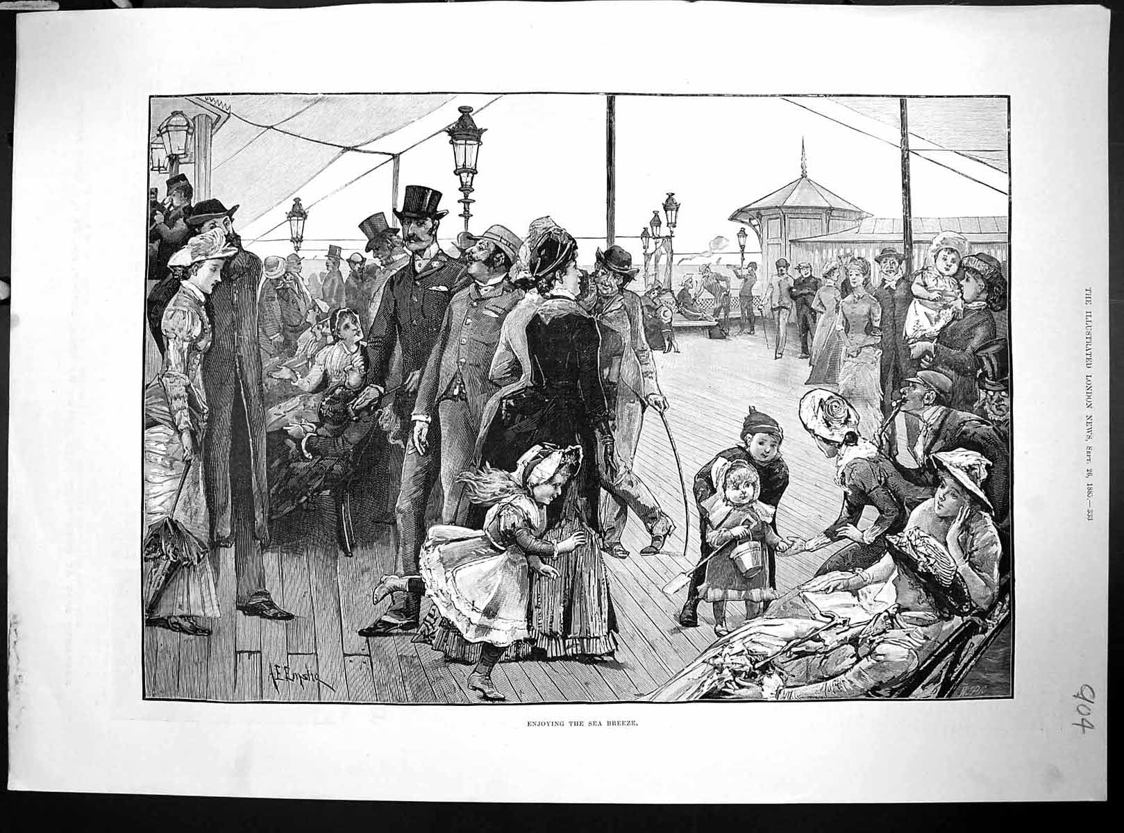 Old 1885 Family Day Out Sea Breeze Pier Louis Velveteen Eno'S FruitVictorian