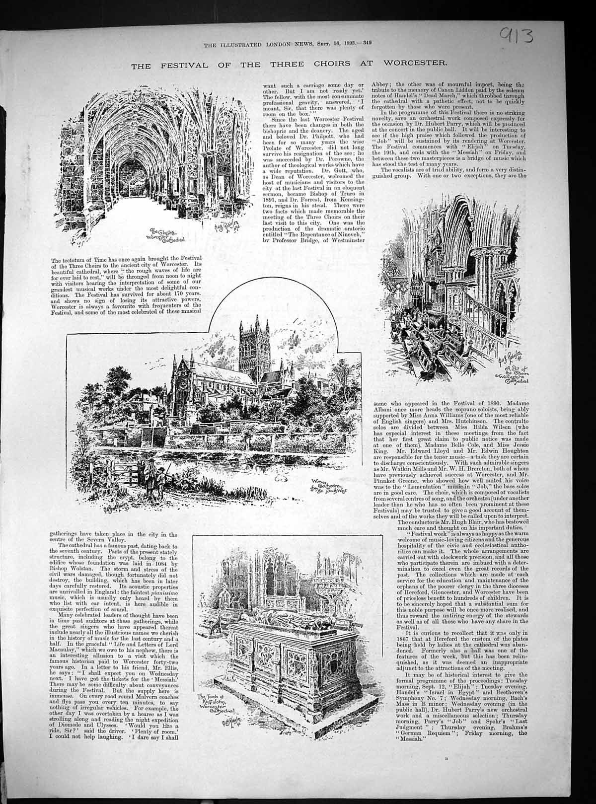 Old 1893 Festival Worcester Tomb King John Cathedral Autumn MilitaryVictorian