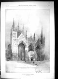 Old 1897 Peterborough Cathedral Architecture Ladies Fashion Opera Clo 19th