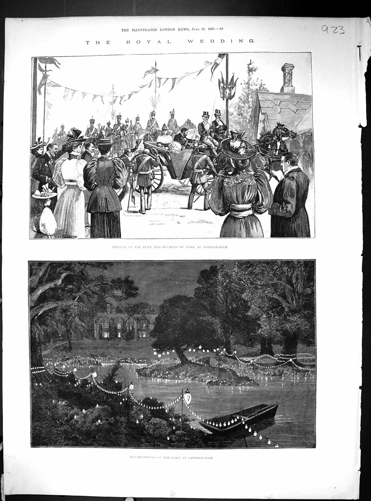Old 1893 Royal Wedding Duke York Sandringham Lake Buckingham Palace B 19th