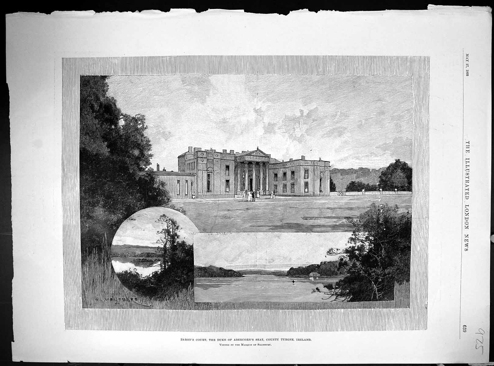 Old 1893 Baron'S Court Duke Abercorn Tyrone Ireland Royal Academy Art 19th