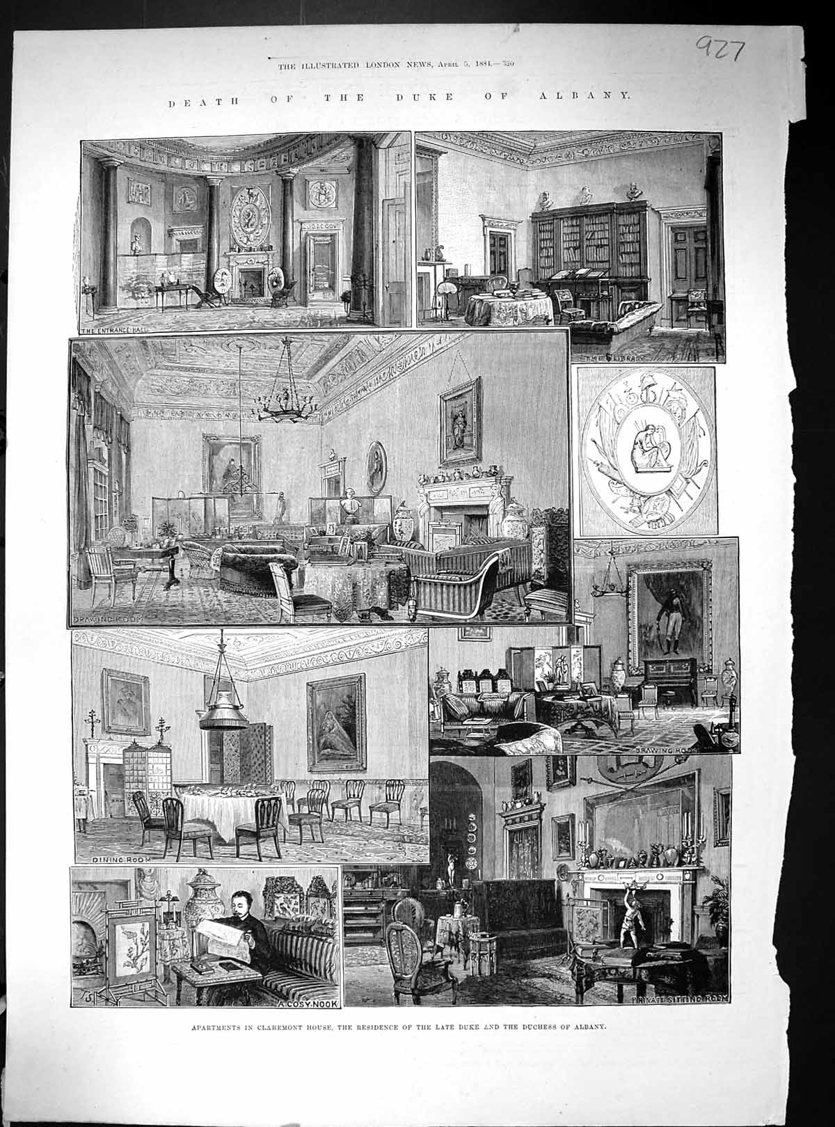 Old Print 1884 Duke Albany Claremont House Electropathic Belt Brinsmead 19th