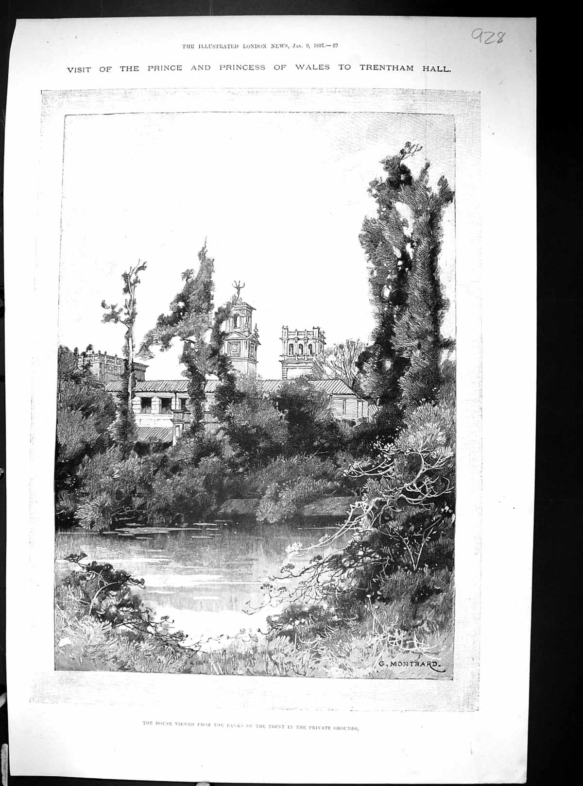 Old 1897 Prince Wales Trentham Hall Private Gardens Lake Architecture 19th