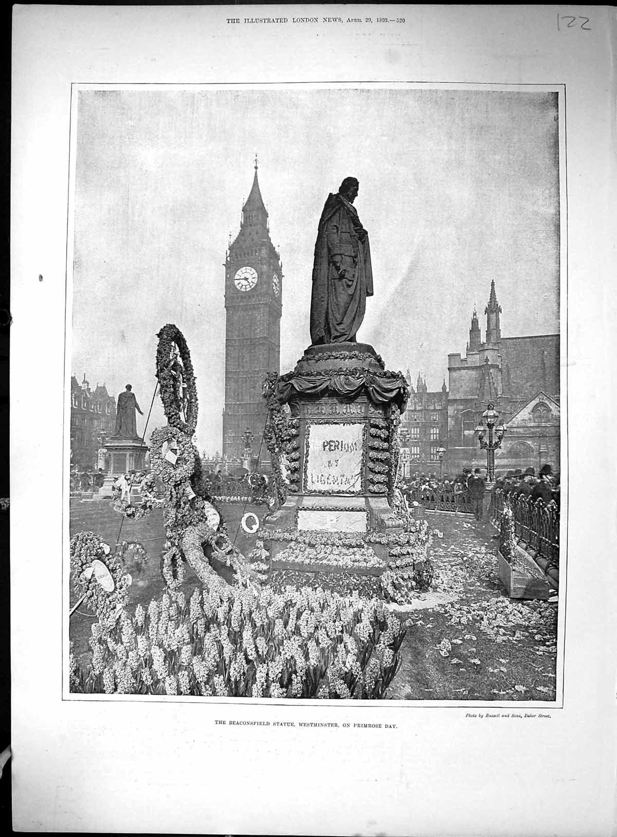 Old 1893 Beaconsfield Statue Westminster Primrose Day Bishop Derby Al 19th
