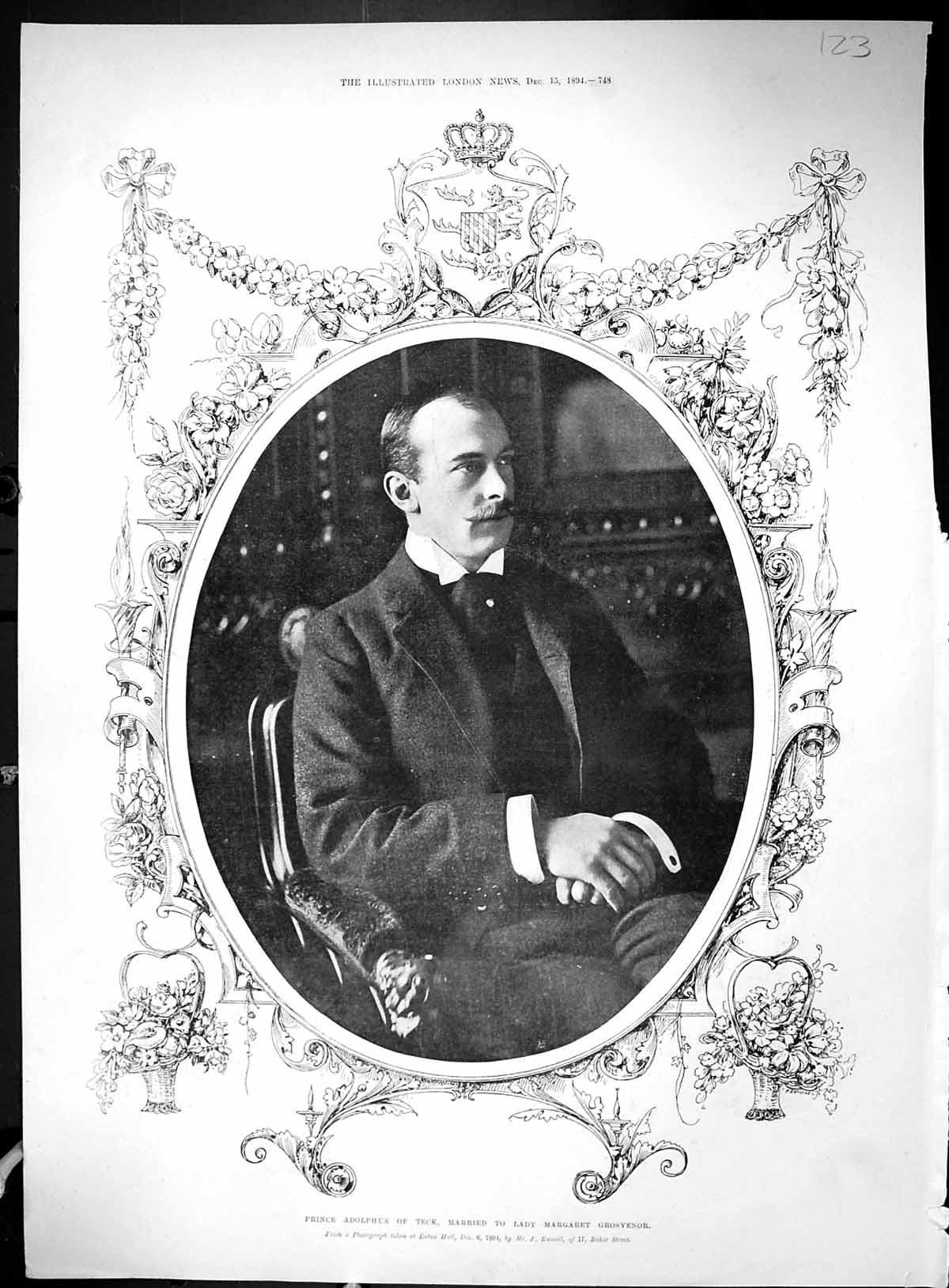 Old 1894 Portrait Prince Adolphus Teck Eaton Hall Duke Westminster Eg 19th