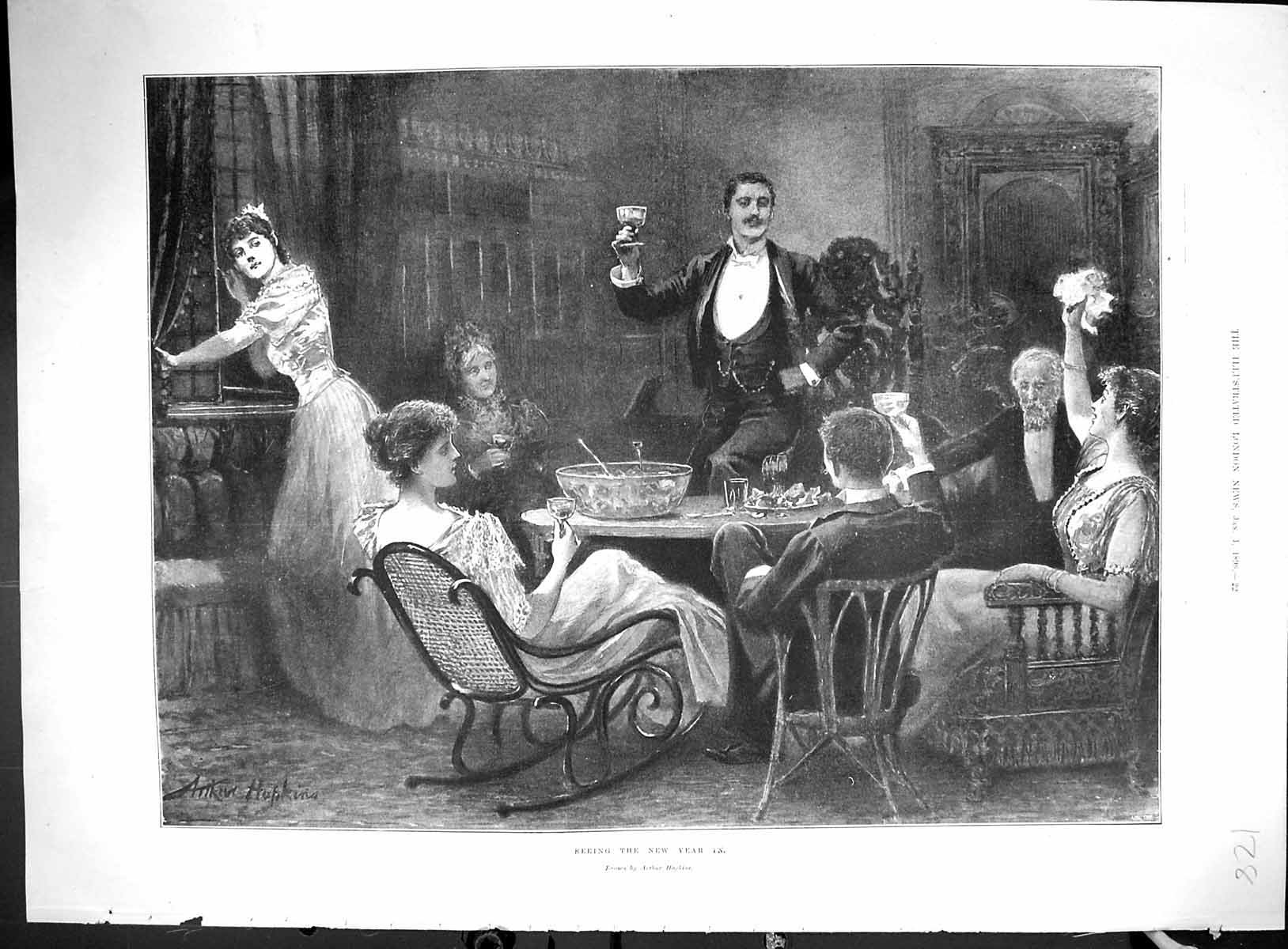 Old Fox Hunting Podger Huntsmen Hounds Dogs Horses 1898 New Year Cele 19th
