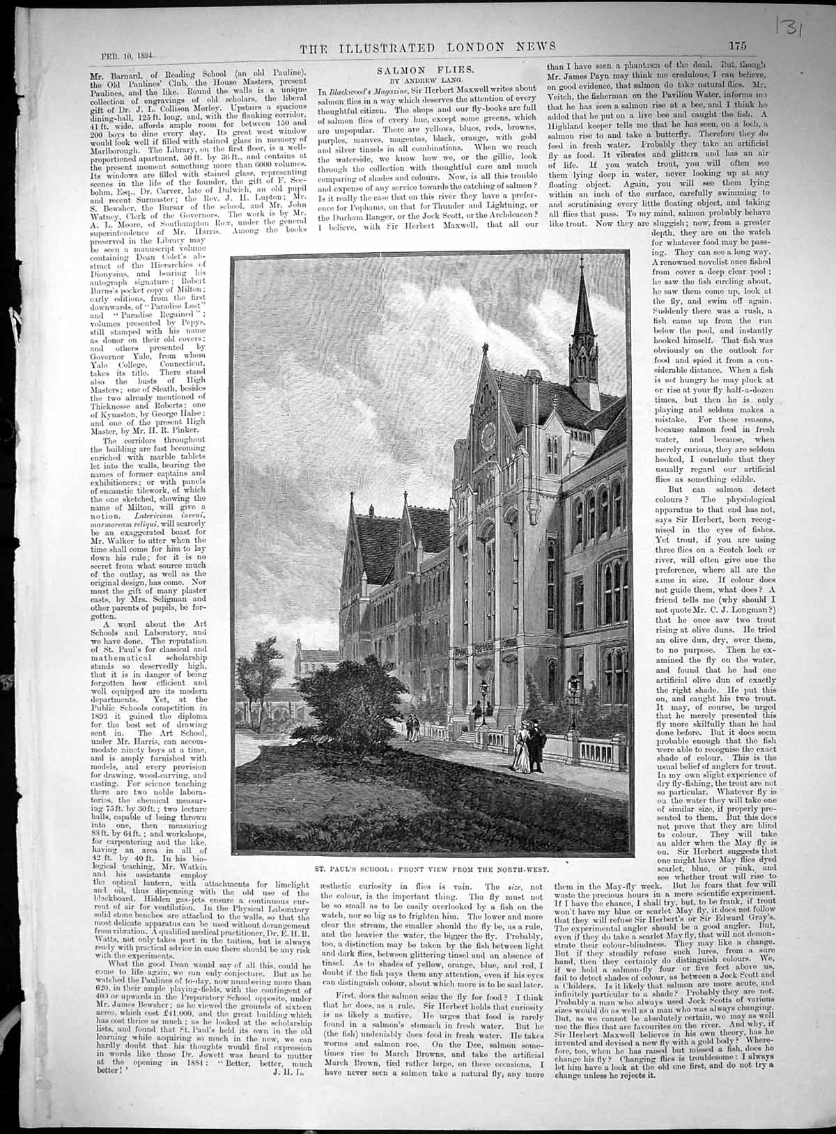 Old 1894 St. Paul'S School Building Dining Hall Billiard Room Drawing 19th