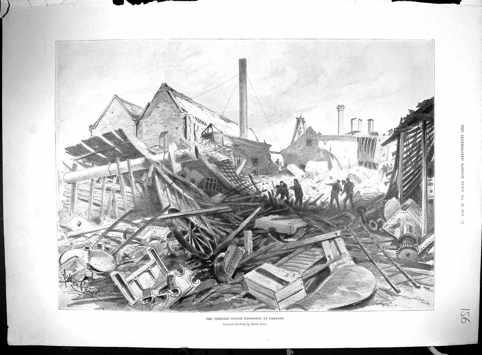Old 1899 Terrible Boiler Explosion Barking Ruppell Vulture Western De 19th