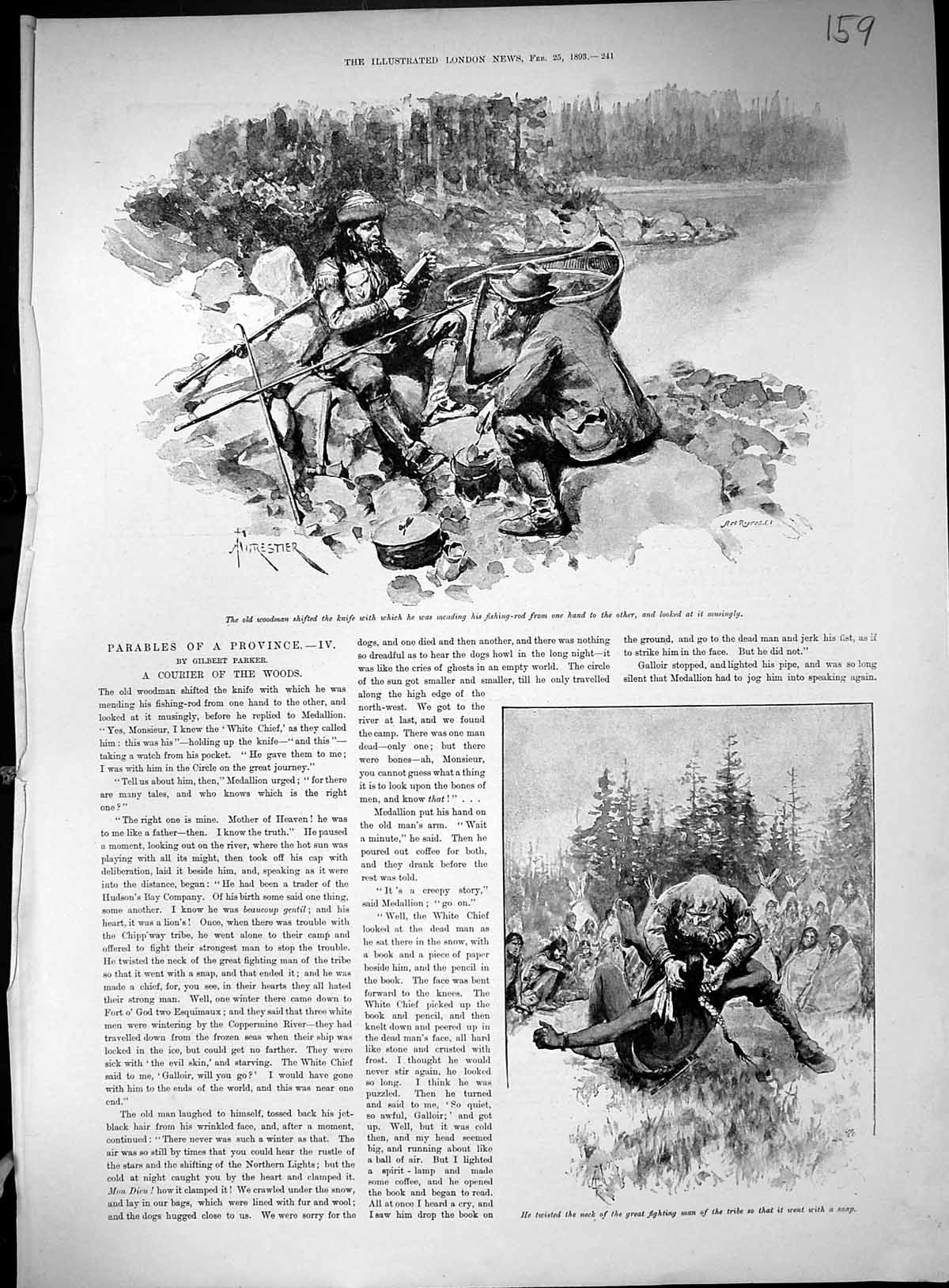 Old 1893 America Indians Woodman Fighting Man Camp White Chief Snow S 19th