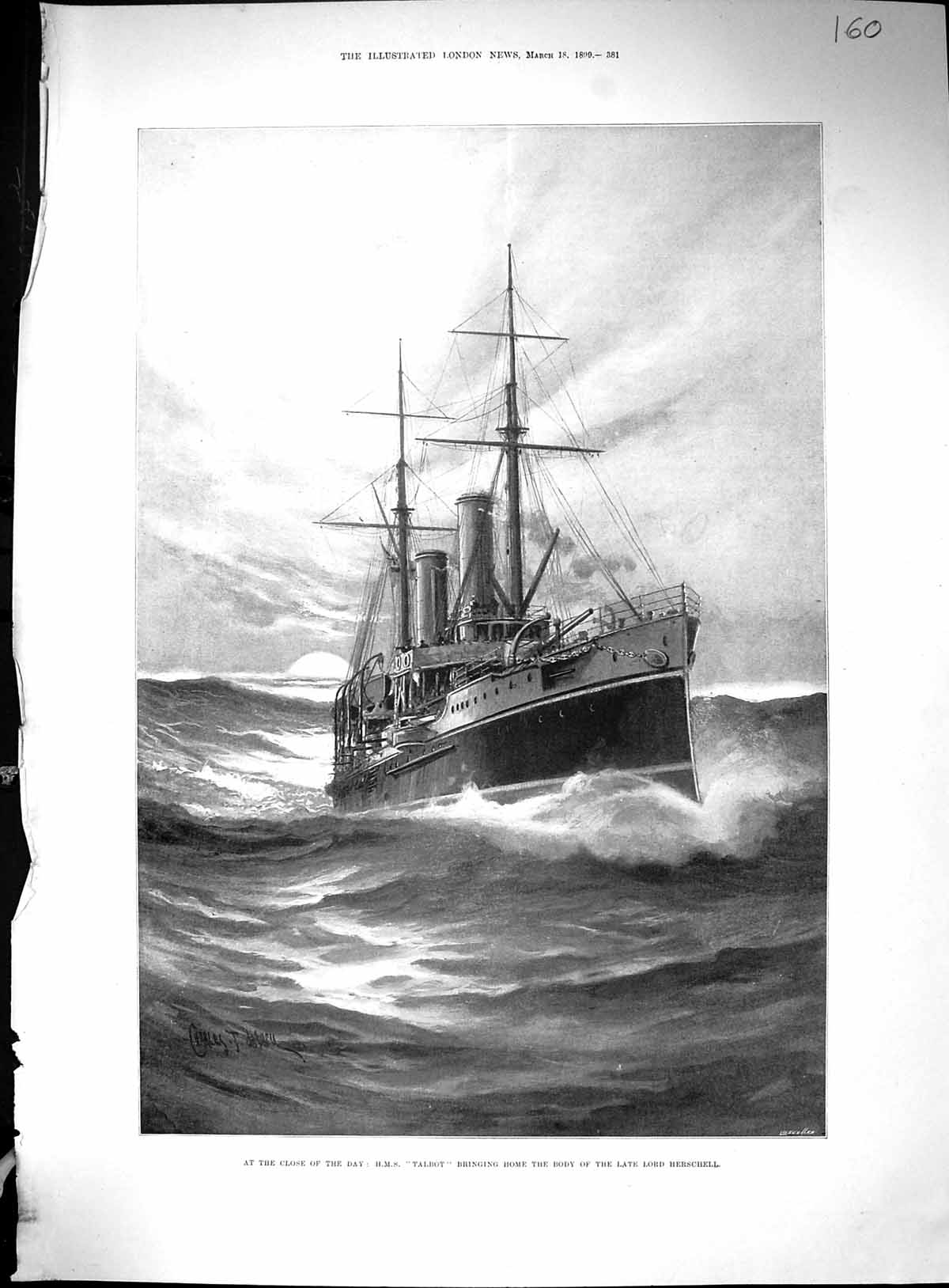 Old 1899 Ship H.M.S Talbot Body Lord Herschell Canada Parliament Otta 19th