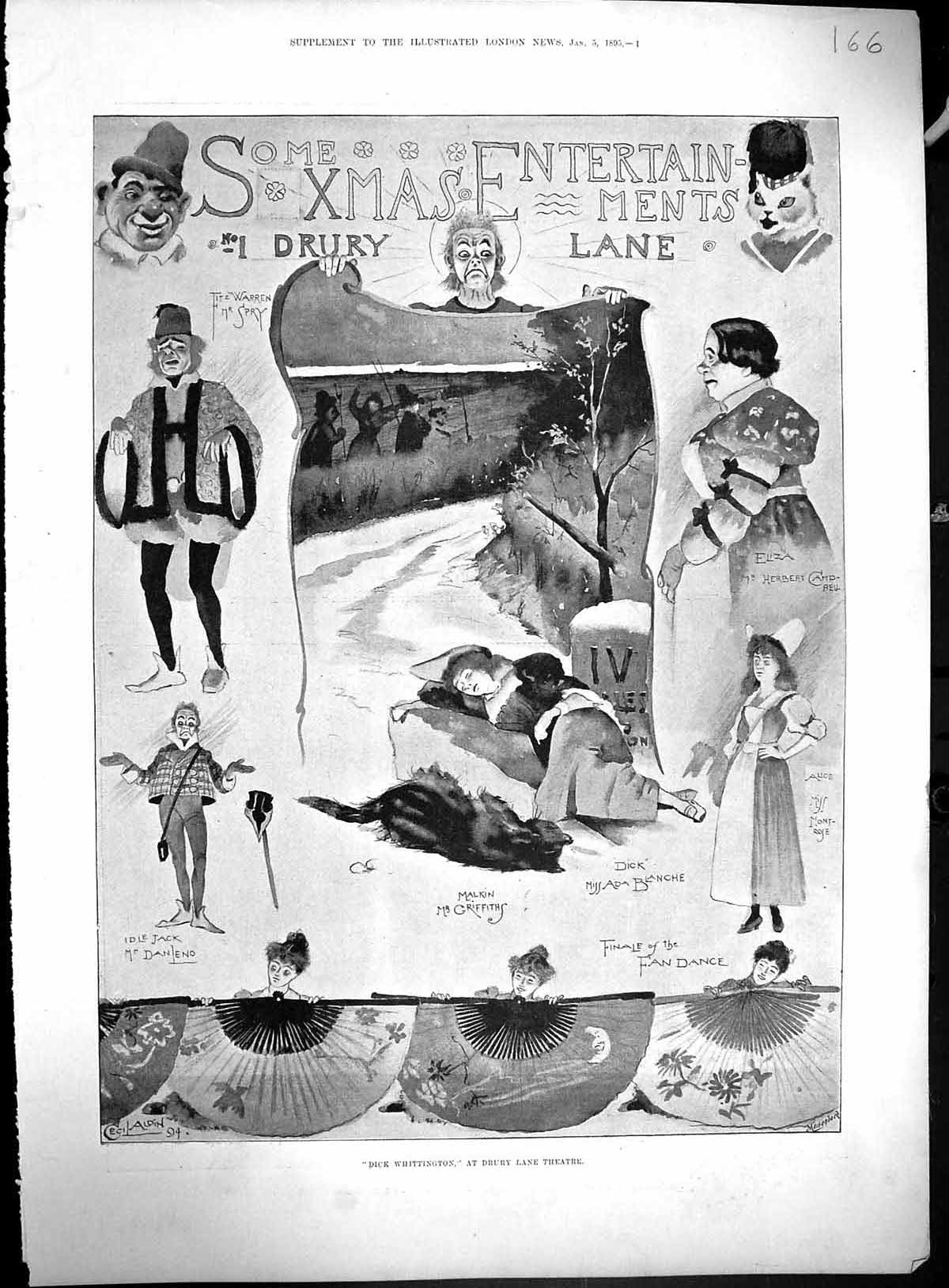 Old 1895 Dick Whittington Drury Lane Theatre Warren Spry Dick Jack El 19th