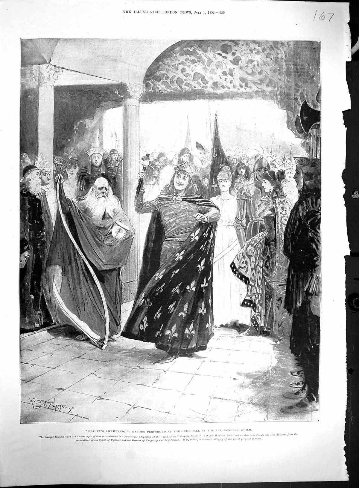 Old 1899 Beauty'S Awakening Masque Guildhall Workers Guild Dewar Smit 19th