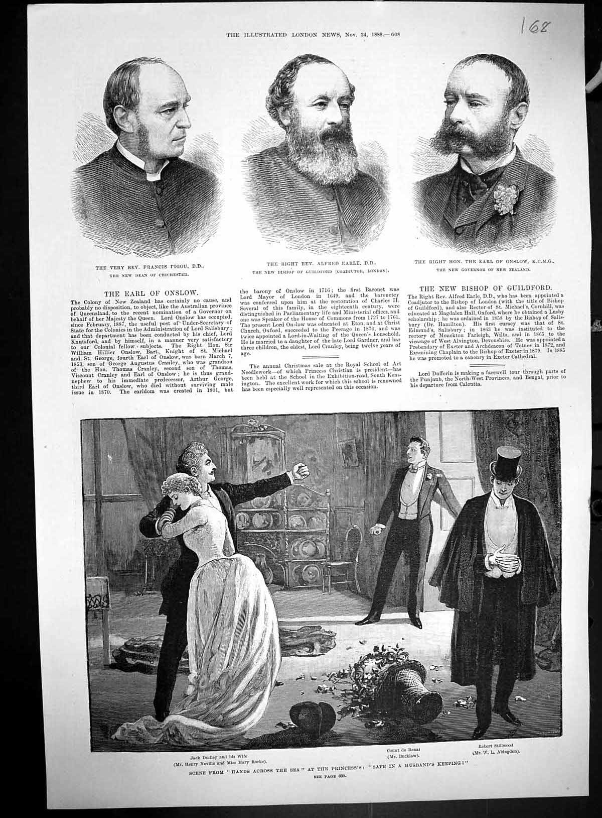Old 1888 Rev. Pigou Earle Onslow Theatre Abingdon Dudley Albert HallVictorian