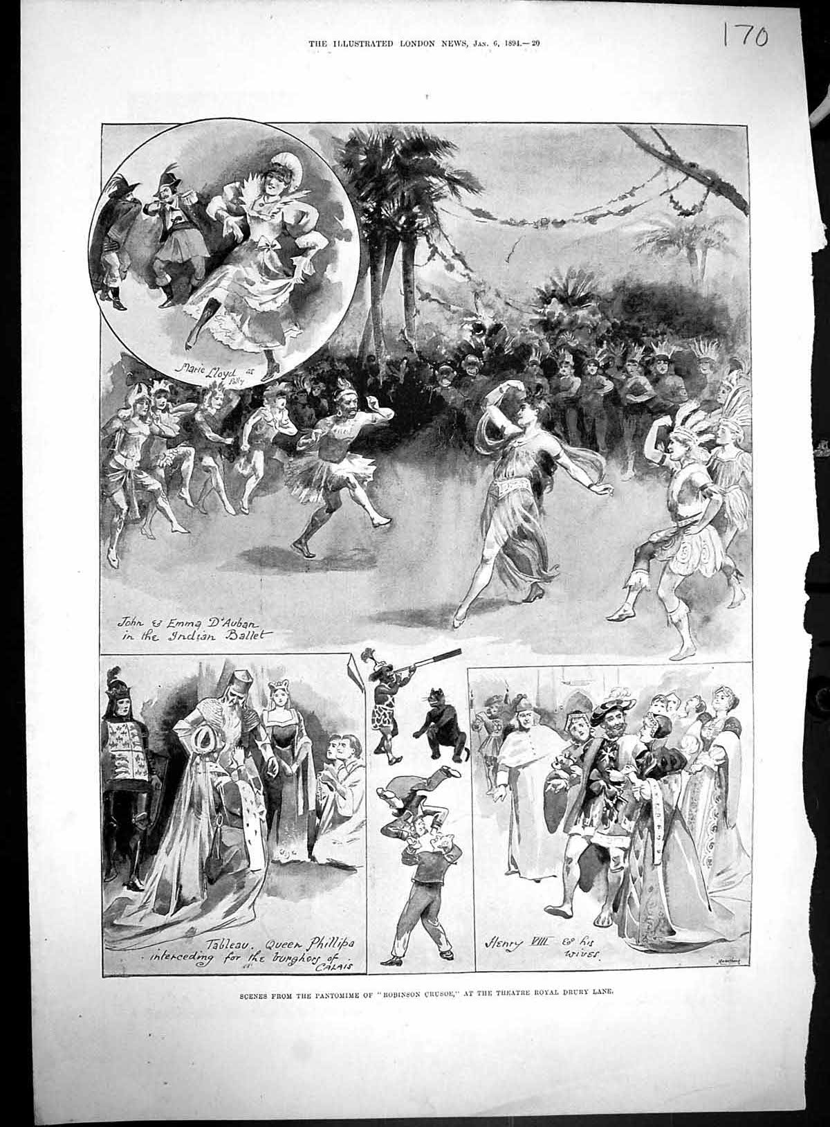 Old 1894 Pantomime Robinson Crusoe Theatre Drury Lane Windlebury Stee 19th