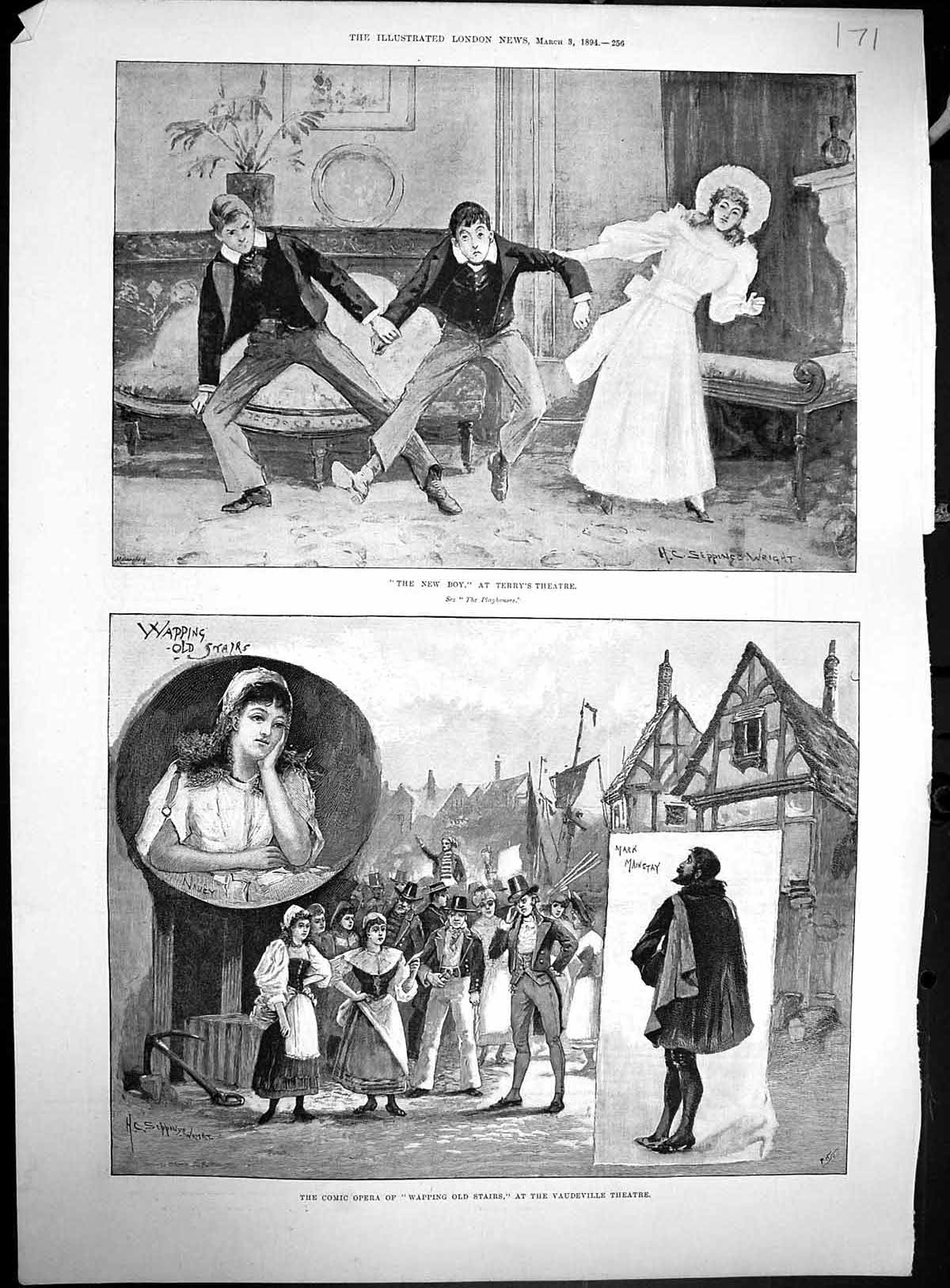 Old 1894 Terry'S Theatre Comic Opera Wapping Stairs Vaudeville ShipsVictorian