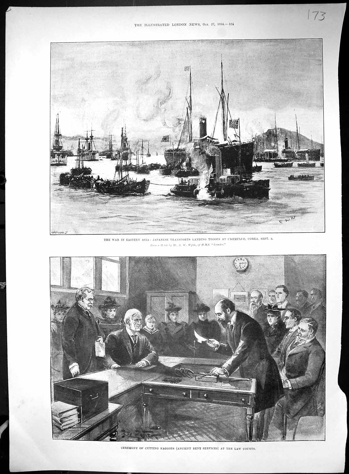 Old 1894 War Asia Japanese Ships Chemulpo Cutting Faggots Law CourtsVictorian