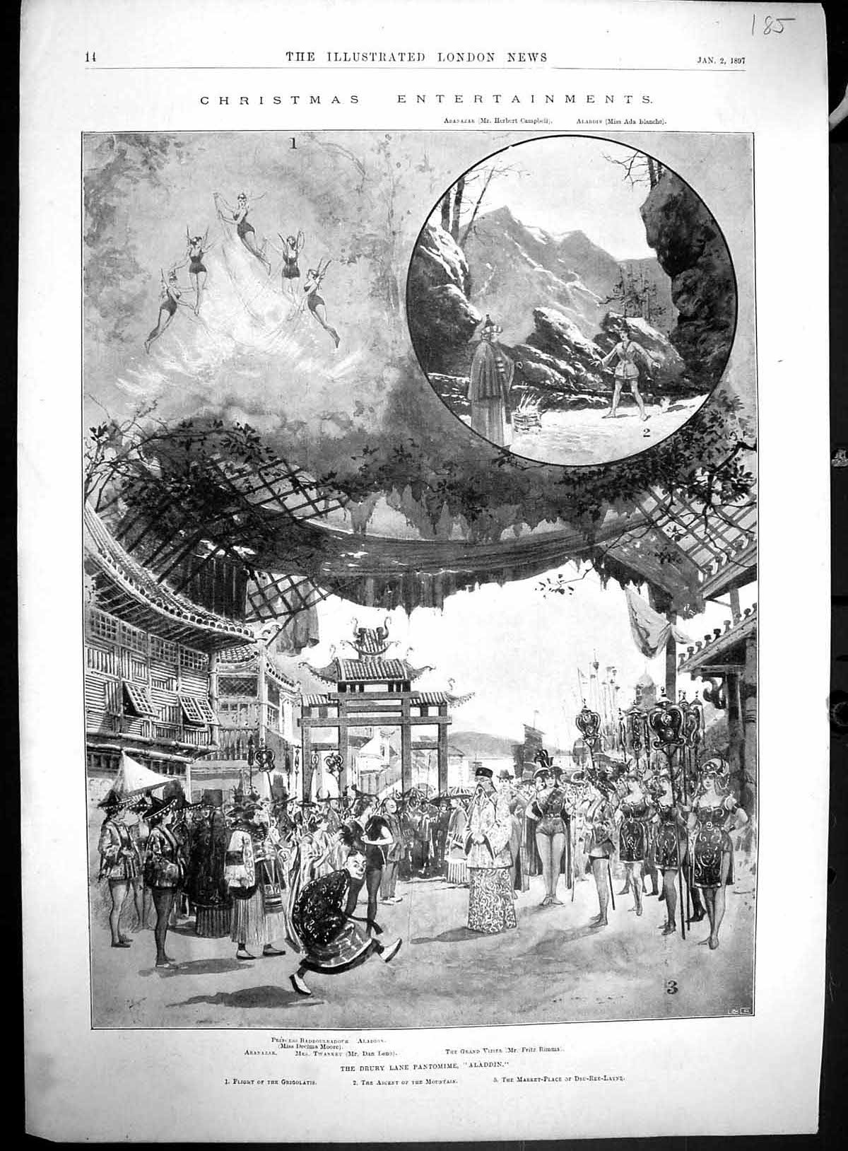 Old 1897 Drury Lane Pantomime Aladdin Leno Rimma Moore Black-Eyed Sus 19th