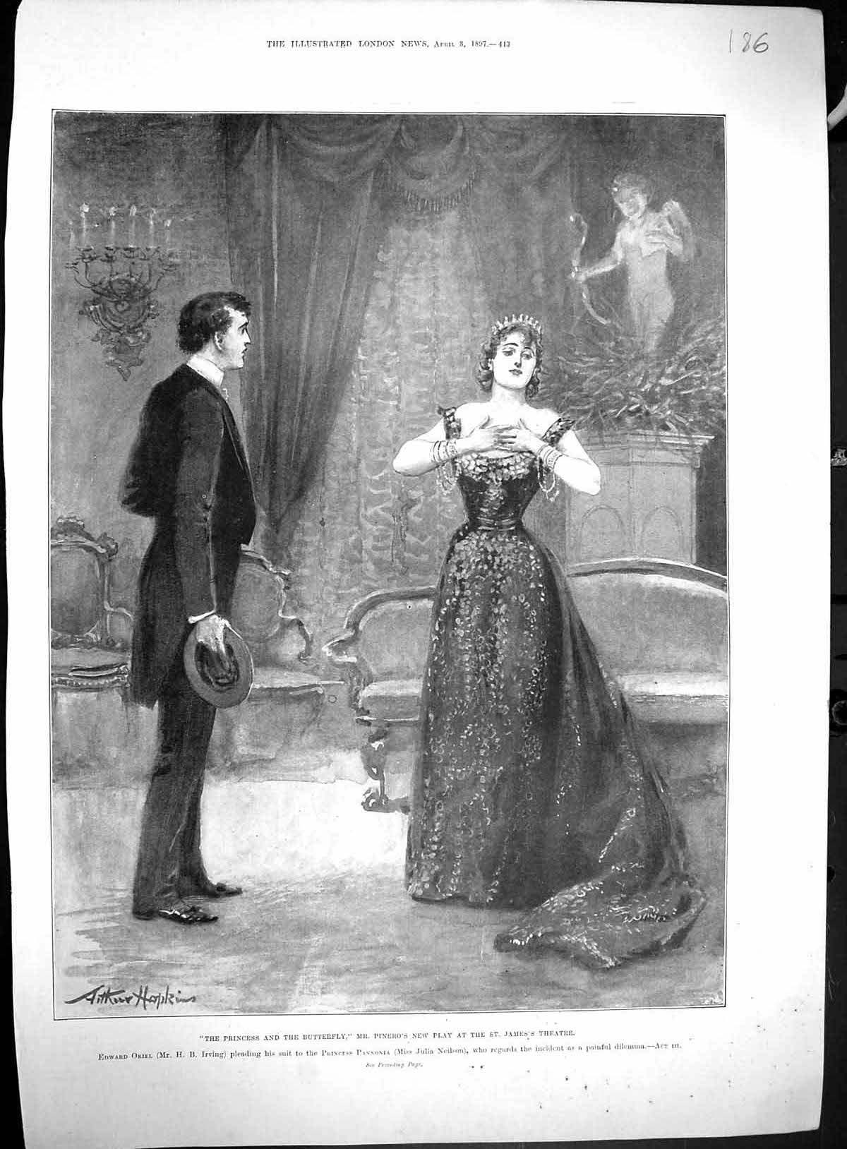 Old 1897 Princess Butterfly Pinero James'S Theatre Irving Neilson Bea 19th