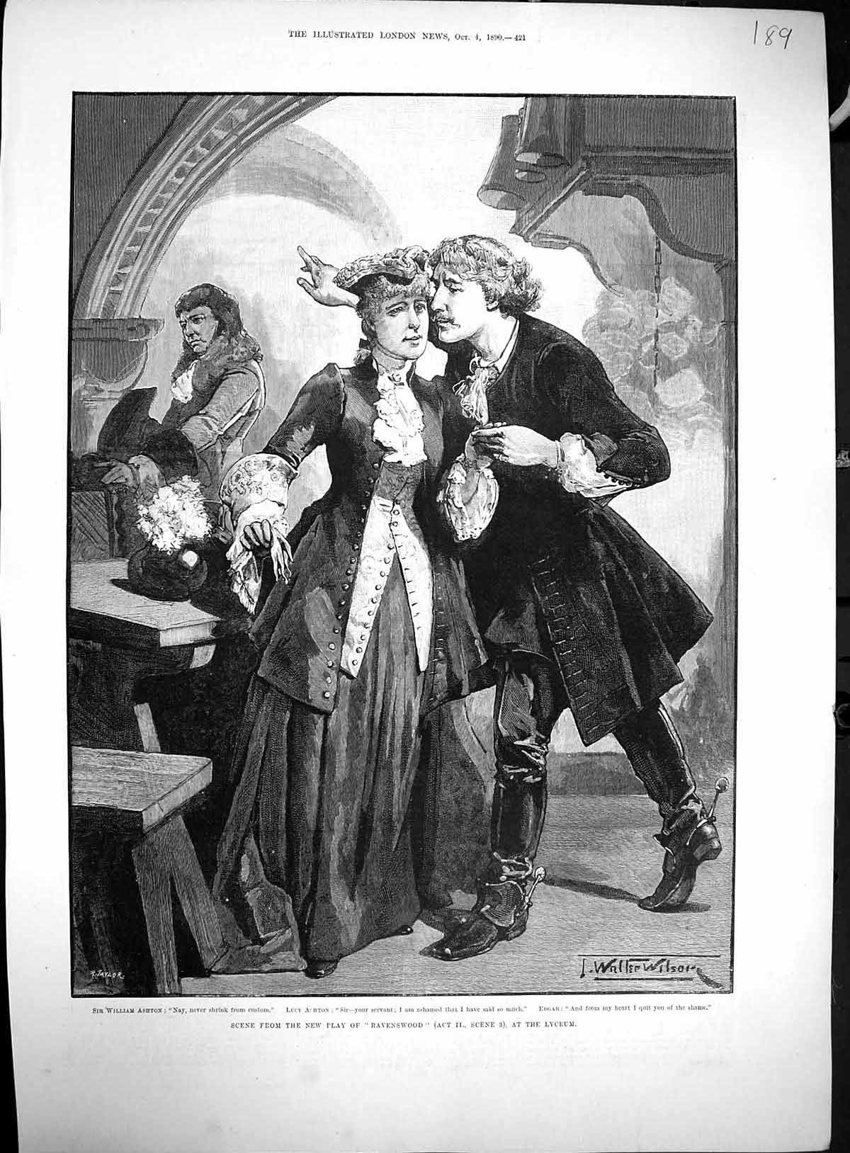 Old 1890 Scene Play Ravenswood Lyceum Theatre Ashton Lion Cub SultanVictorian