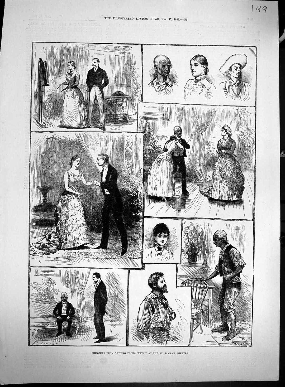 Old 1883 Young Folks Ways James'S Theatre Red Star Line Steam Ship We 19th